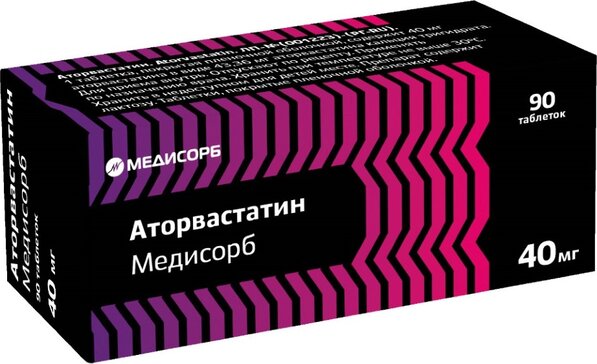 Аторвастатин медисорб тб п/о 40 мг N 90