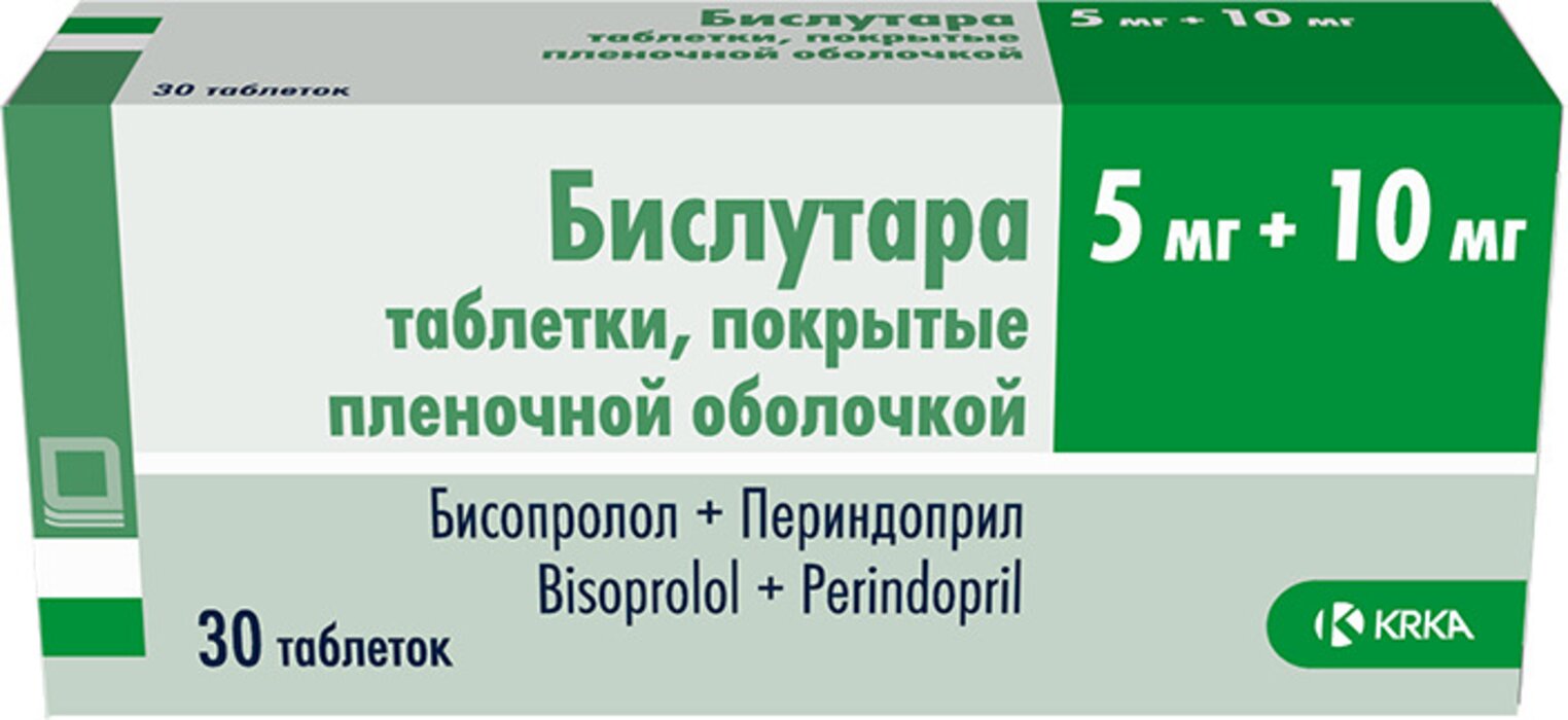 Бислутара тб п/об пленочной 5мг+10мг n30