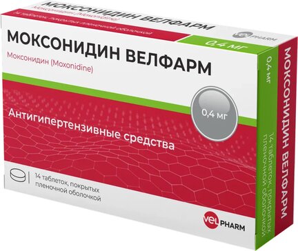 Моксонидин велфарм тб п/об пленочной 0.4мг n14