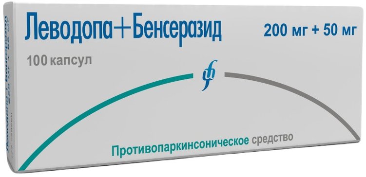 Леводопа+бенсеразид капс 200мг+50мг N 100