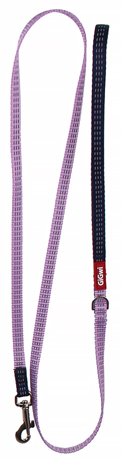 Поводок со светоотражающими полосками для собак фиолетовый Gigwi ручка с мягкой подкладкой р.s 10мм/120см