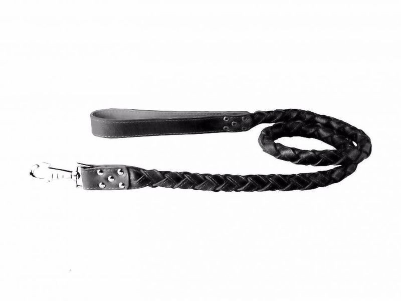 Поводок черный Collar круглое плетение со вставкой 28мм/122см