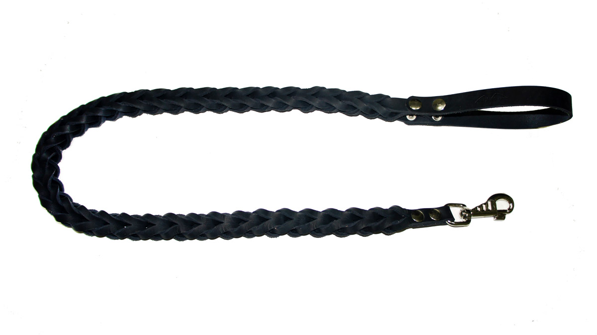 Поводок черный Аркон плетение квадрат 12мм/1.2м