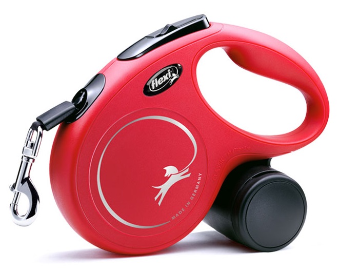 Поводок-рулетка красный Flexi new classic tape р.m 5м до 25кг