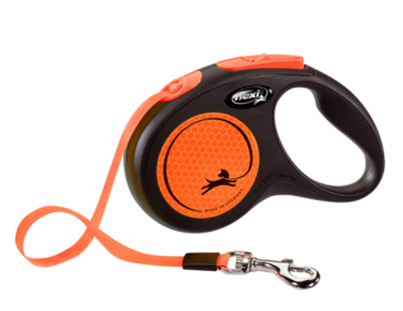 Поводок-рулетка оранжевый Flexi new neon tape р.s 5м до 15кг
