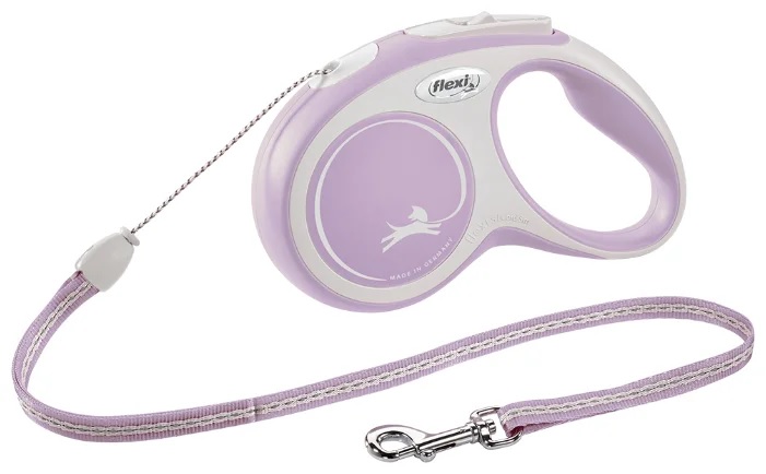 Поводок-рулетка серый/розовый Flexi new line comfort cord р.s 5м до 12кг