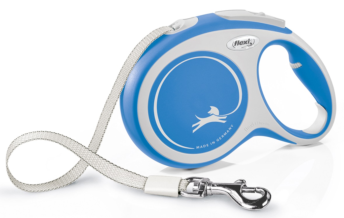 Поводок-рулетка серый/синий Flexi new line comfort tape р.l 8м до 50кг
