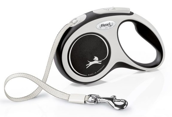 Поводок-рулетка серый/черный Flexi new line comfort tape р.m 5м до 25кг