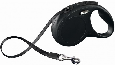 Поводок-рулетка черный Flexi classic tape р.xs 3м до 12кг