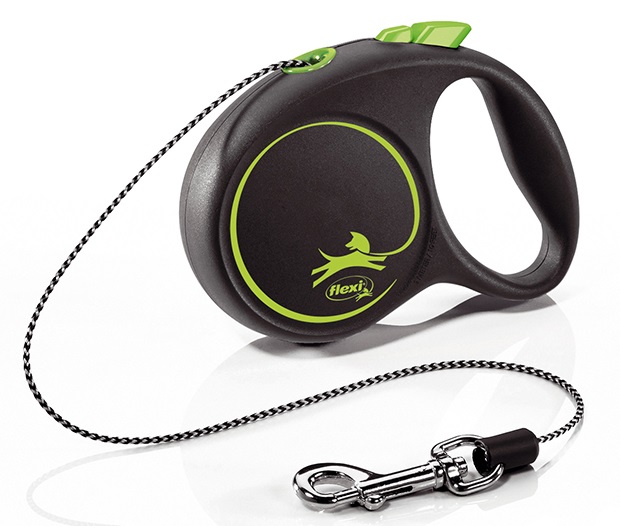Поводок-рулетка черный/зеленый Flexi black design cord р.xs 3м до 8кг