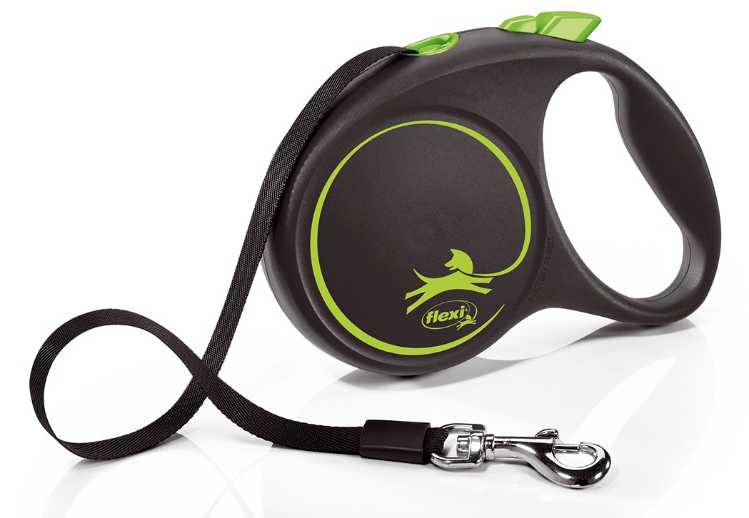 Поводок-рулетка черный/зеленый Flexi black design tape р.m 5м до 25кг