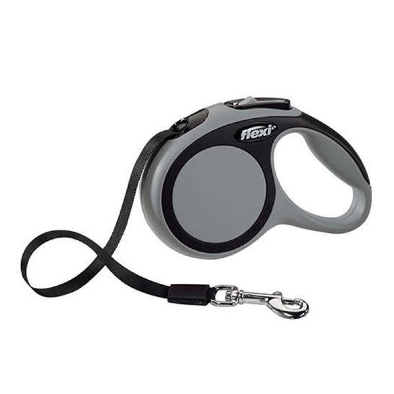 Поводок-рулетка черный/серый Flexi new comfort tape р.l 5м до 60кг
