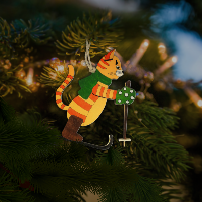 подвеска кот на лыжах раскрашенный