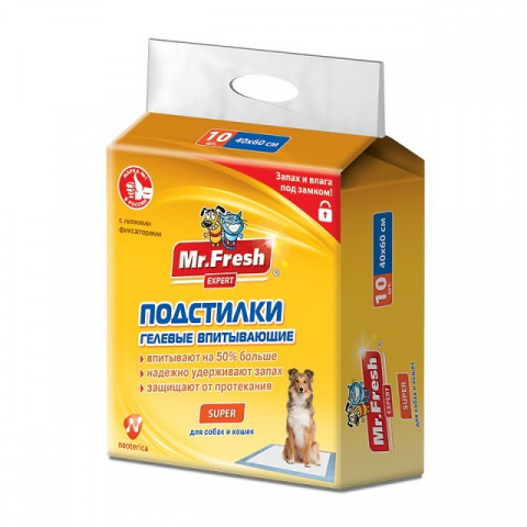 Подстилки гелевые впитывающие Mr.fresh super 60х60см n10