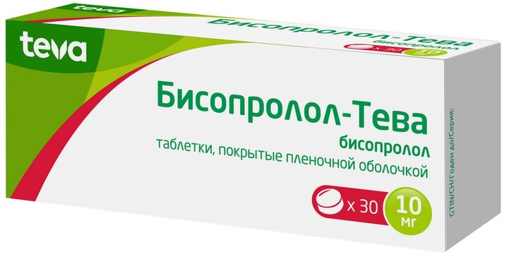 Бисопролол-Тева тб п/о плен 10 мг N 30