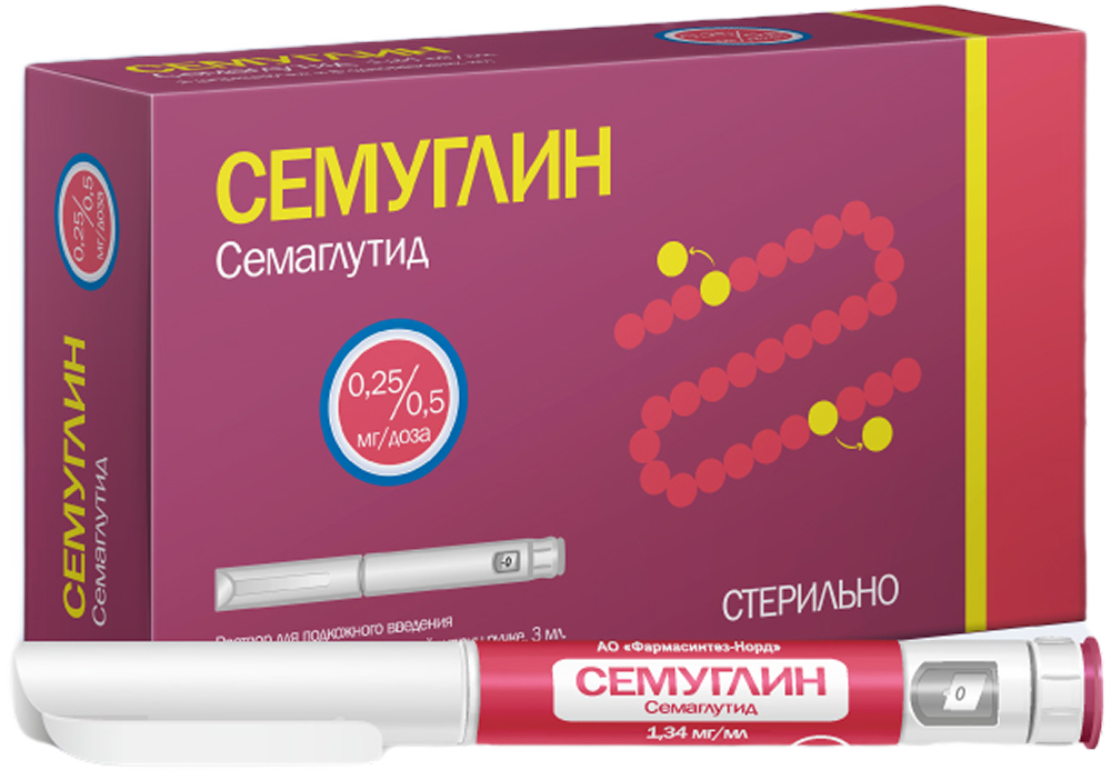Семуглин р-р д/и/п/к 0.25/0.5мг/доза 3мл шприц-ручка N 1 в комплекте с иглами N 4