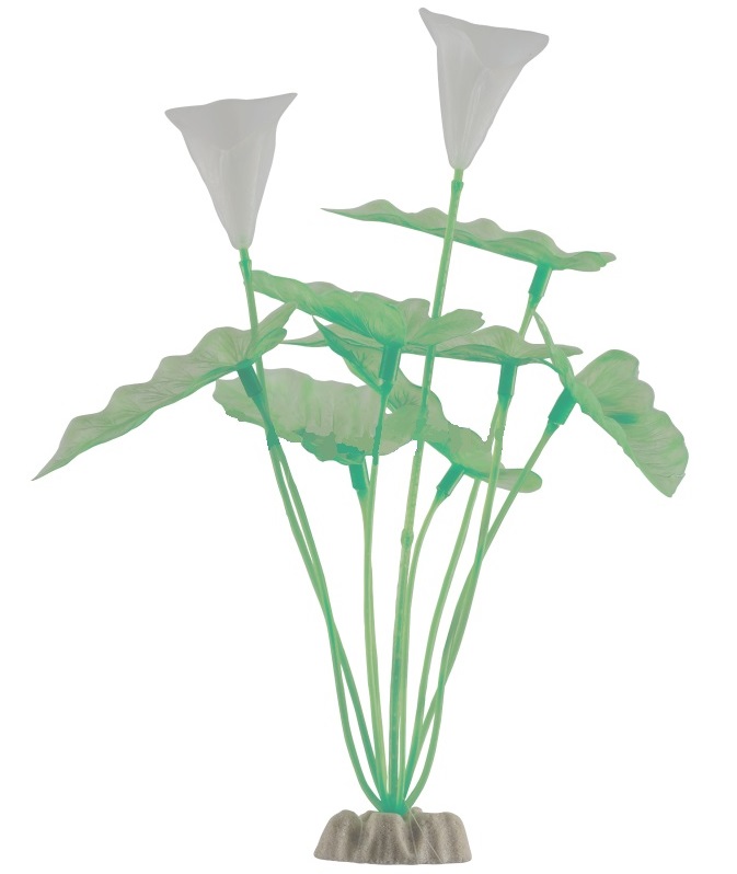 Растение флуоресцирующее зеленое Tetra glofish меняет цвет в уф р.xl 40см