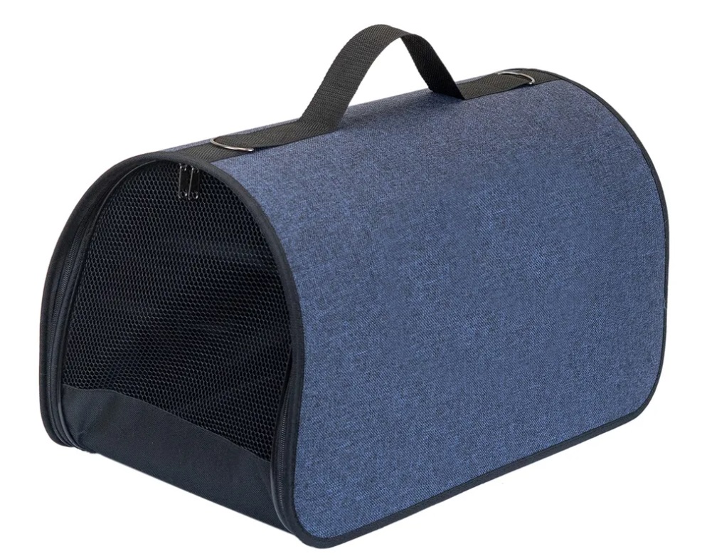 Сумка-переноска жесткая синяя Чип саквояж рогожка 36.5х22х22см №1