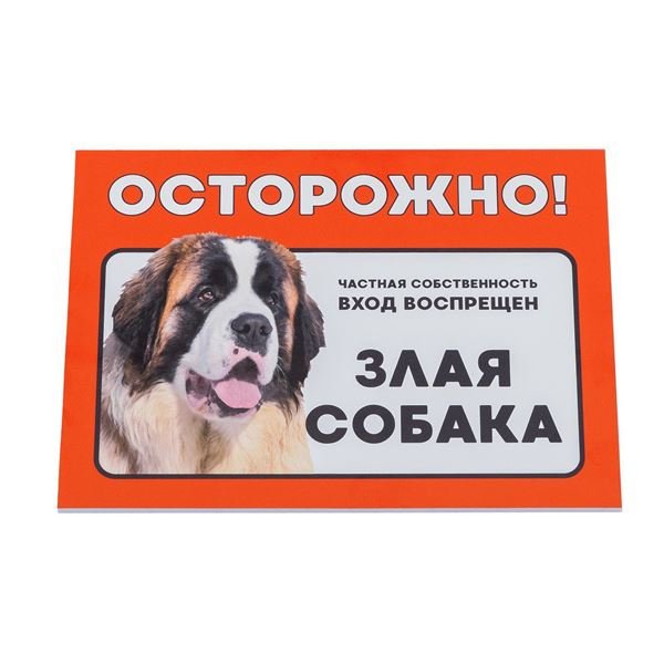 Табличка осторожно злая собака сенбернар Дарэлл формат а5 14.8х21см