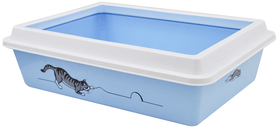 Туалет глубокий с рамкой и рисунком для кошек lux 41х30х12см