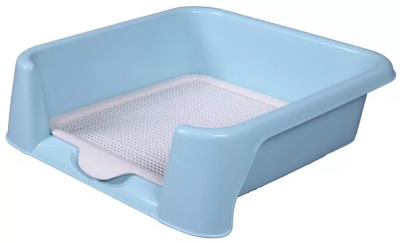 Туалет пластиковый с бортиком для собак голубой Шурум-бурум 42х42х15см