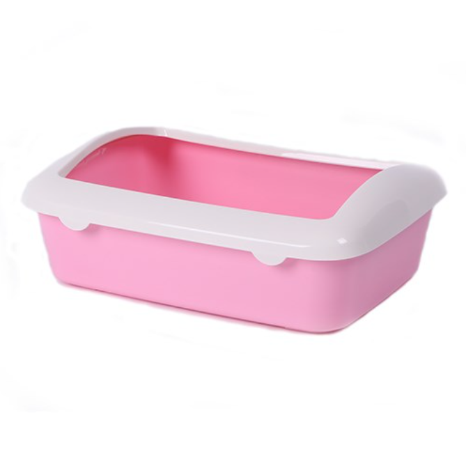 Туалет с бортиком для кошек розовый Шурум-бурум пластик 41х30х11.7см