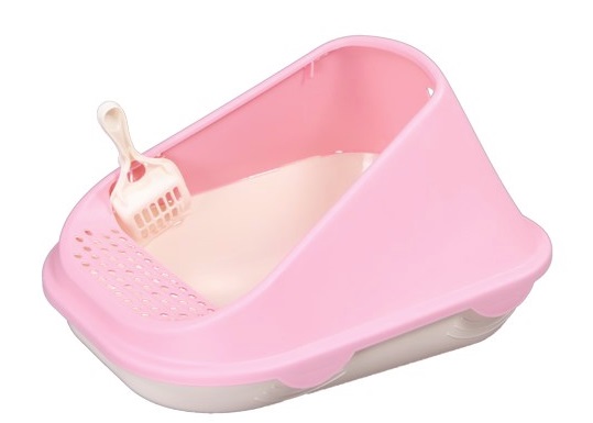 Туалет с высоким розовым бортиком для кошек Шурум-бурум 51.7х41.9х31.2см
