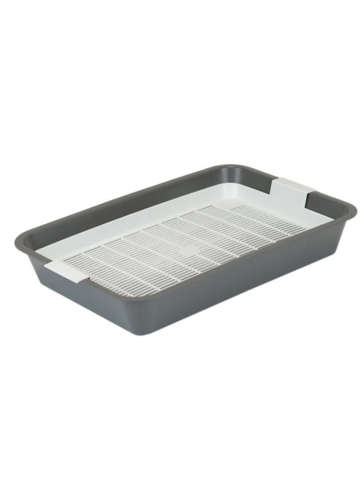 Туалет с сеткой для кошек серый Zoom кошка малый 24х33х5см