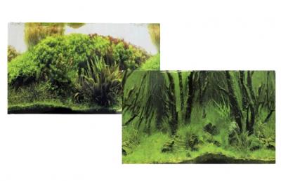 Фон двухсторонний для аквариума Xilong 30х60см коряги с растениями/растительные холмы pr-002187