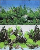 Фон двухсторонний для аквариума Xilong 30х60см растительный скалы с растениями pr-002248
