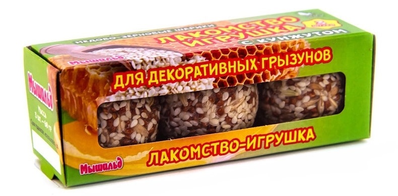 Шарики медово-зерновые для грызунов Мышильд 60 г n3 с кунжутом
