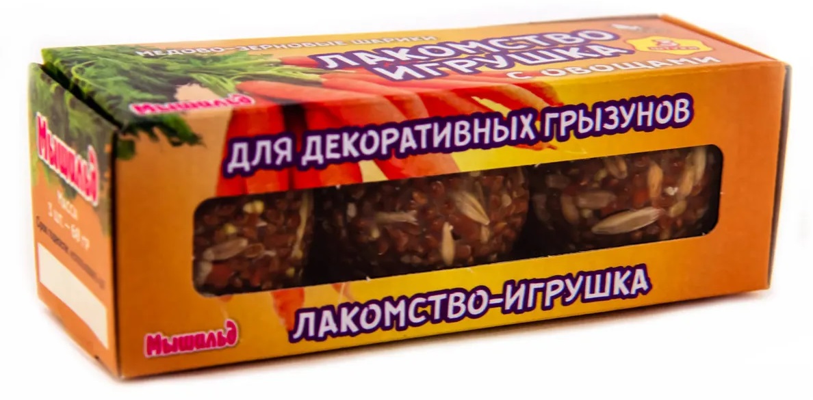 Шарики медово-зерновые для грызунов Мышильд 60 г n3 с овощами
