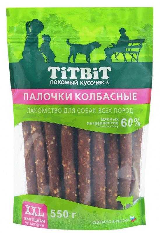 Палочки колбасные для собак Титбит xxl 550 г