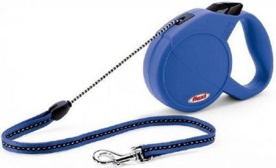 Поводок-рулетка синий Flexi classic cord 8м до 20кг