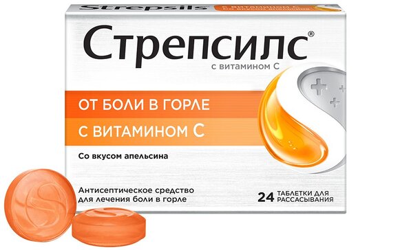 Стрепсилс с вит С/апельсин тб 500мг N 24