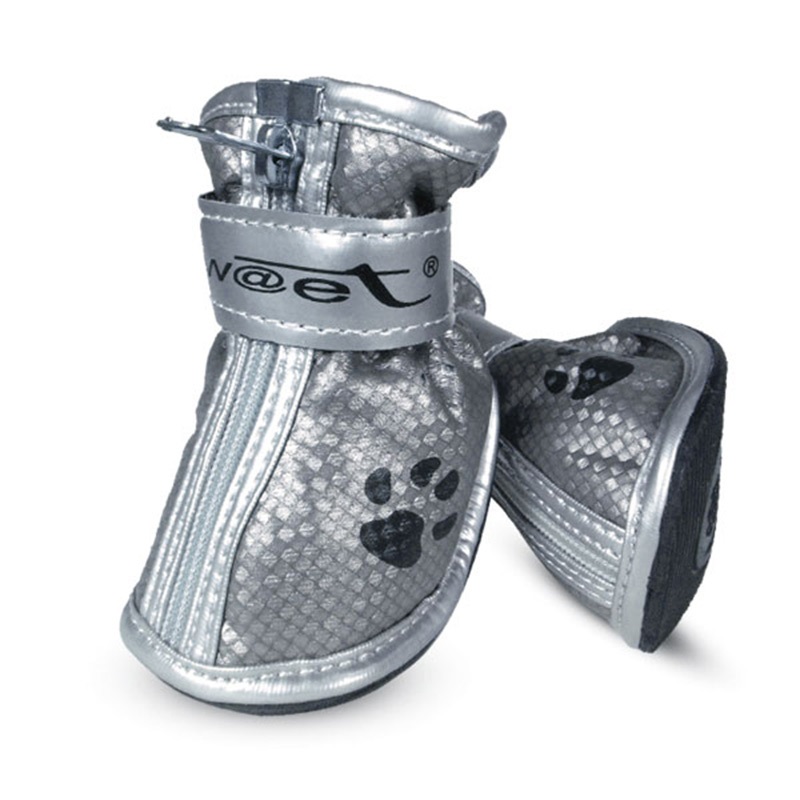 Ботинки для собак серебряные с лапками Triol р.1 45х35х45мм