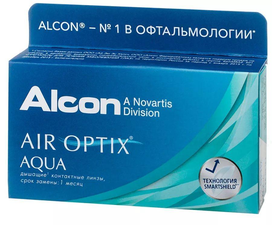 Alcon Air Optix Aqua 30тидневные контактные линзы D 14.2/R 8.6/  +3.00 N 3
