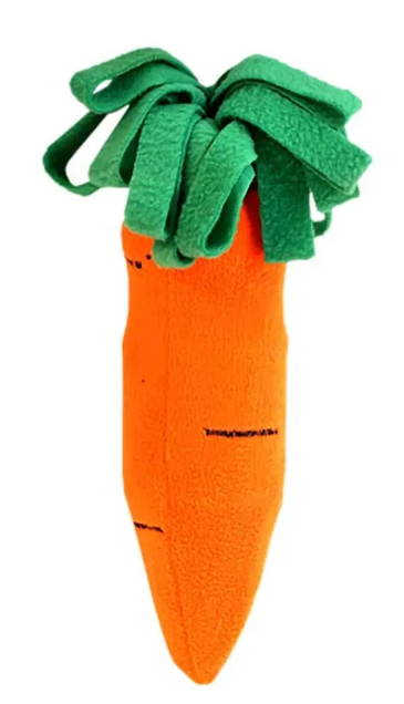 Игрушка морковка с пищиком бутылка для собак Зооник 7х7х29см