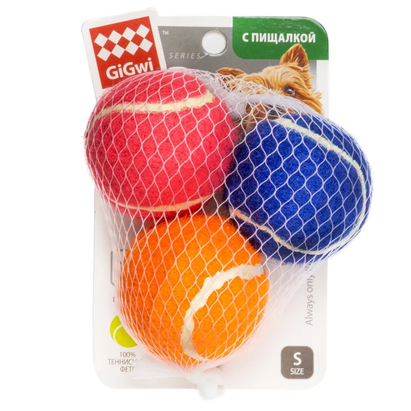 Игрушка три мяча с пищалкой для собак Gigwi набор 75011