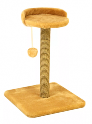 Когтеточка с игрушкой для кошек светло-коричневая Меридиан арена 41х41х59см