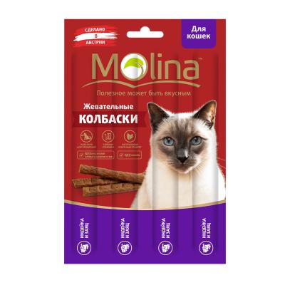 Колбаски жевательные для кошек Molina 20 г n4 индейка и заяц