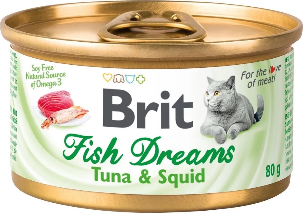 Корм для кошек Brit care fish dreams 80 г бан. тунец и кальмар