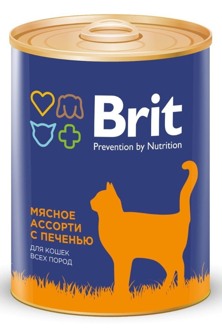 Корм для кошек Brit premium 340 г бан. мясное ассорти с печенью