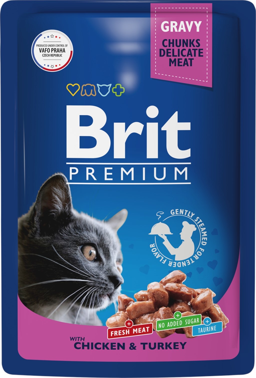 Корм для кошек Brit premium 85 г пауч цыпленок и индейка в соусе