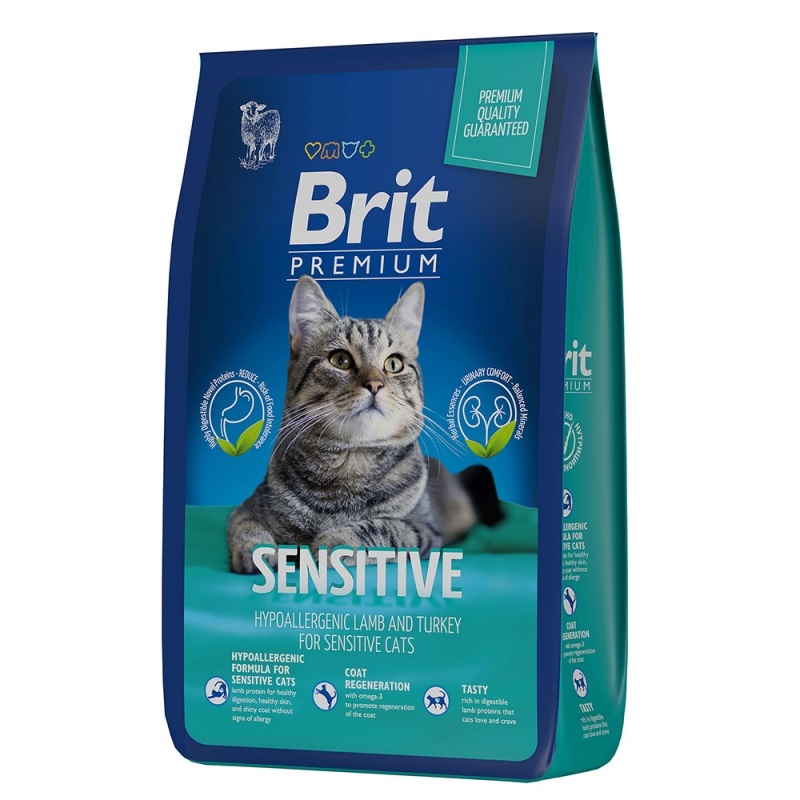 Корм для кошек c чувствительным пищеварением Brit premium сat sensitive 400 г ягненок индейка