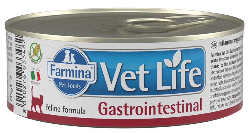 Корм для кошек с заболеваниями жкт Farmina vet life cat gastrointestinal паштет 85 г бан.