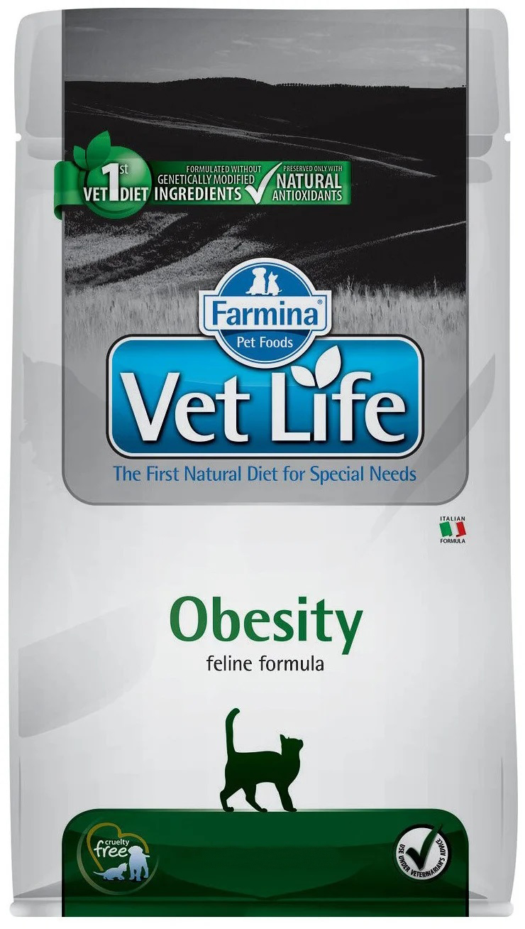 Корм для кошек с ожирением Farmina vet life cat obesity снижение веса 2 кг