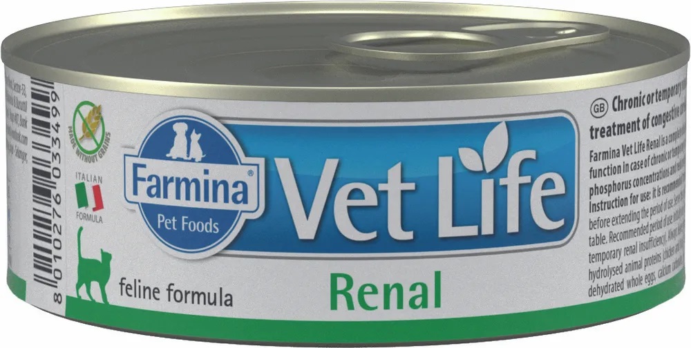 Корм для кошек с почечной недостаточностью Farmina vet life cat renal паштет 85 г бан.