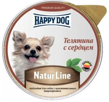 Корм для собак Happy dog natur line паштет 125 г телятина с сердцем