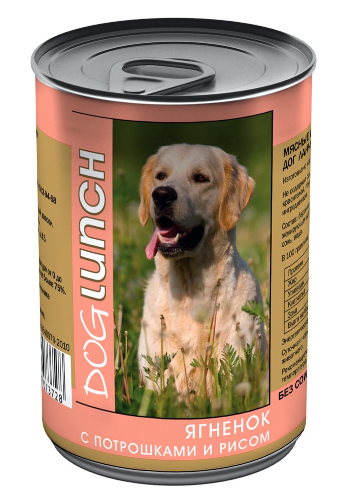 Корм для собак Dog lunch паштет 410 г бан. ягненок с потрошками и рисом